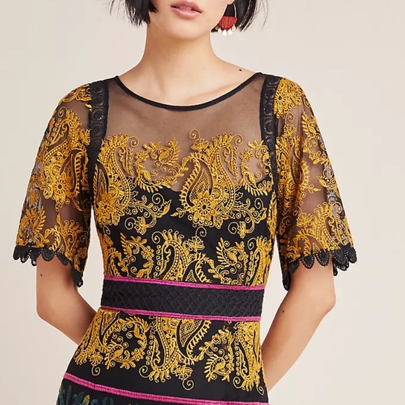 jacquin embroidered midi dress